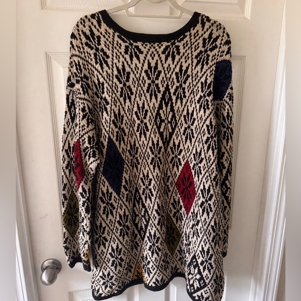 Snowflake Argyle Jones New York Sweater Vintage 90s Designer Alpine Handknitted